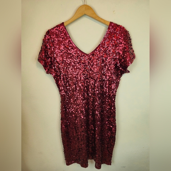 Glamorous Sequin Mini Dress in Sparkling Red - Picture 2 of 7